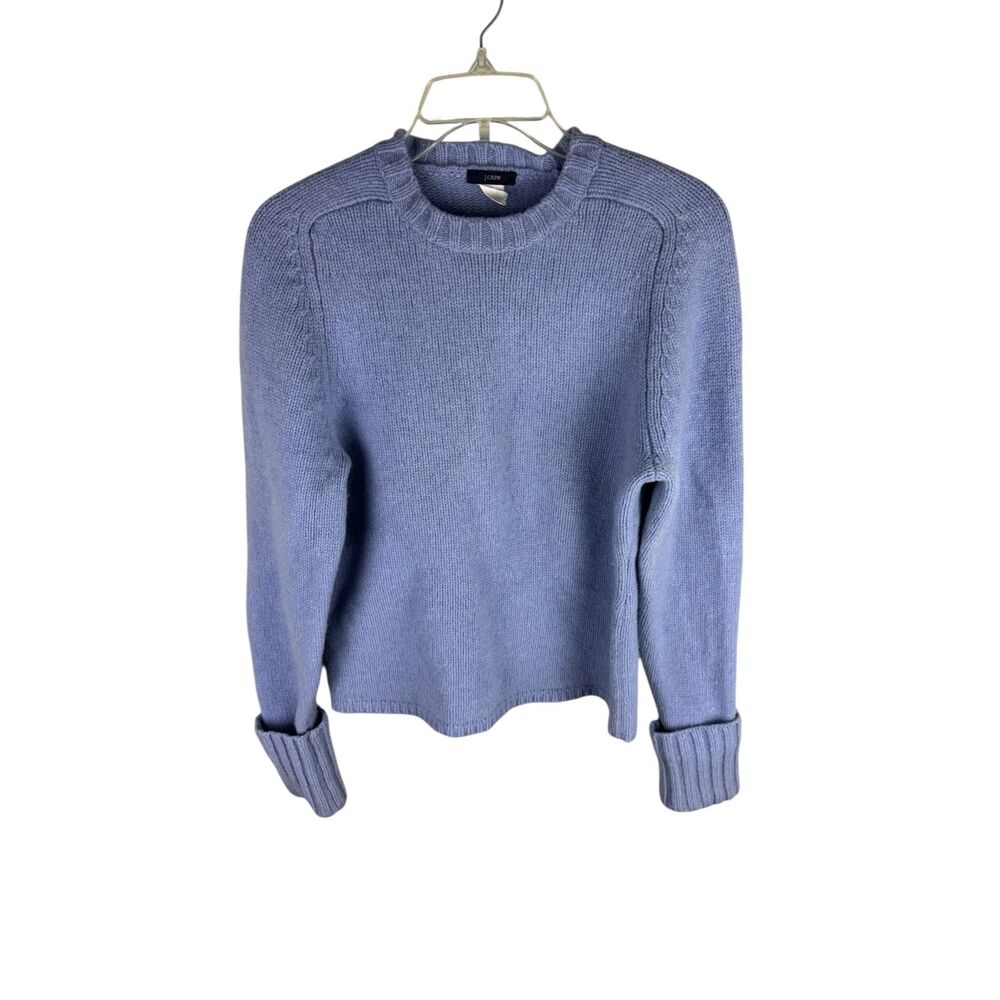 Vintage‎ J Crew Women Large 100 % Lambswool Cable Knit Sweater Blue Hong Kong